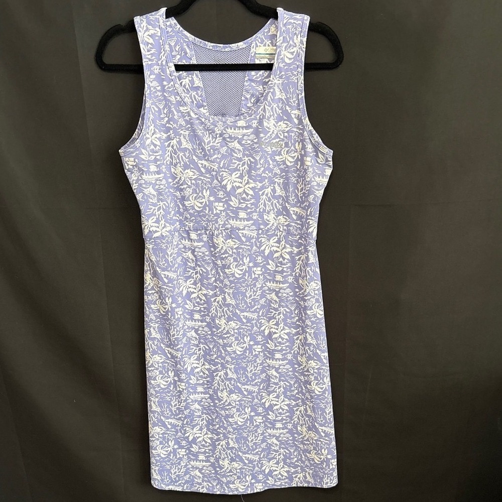 Columbia Active Dress Medium Purple Tropical Coastal Mesh Back Sleeveless